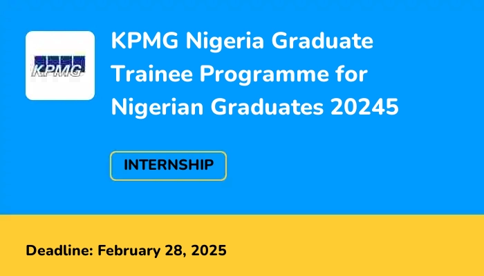 KPMG Nigeria Graduate Trainee Programme for Nigerian Graduates 2025