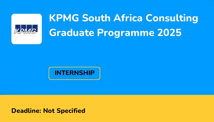 KPMG South Africa Consulting Graduate Programme 2025