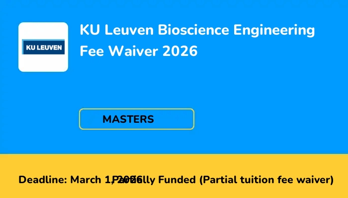 KU Leuven Bioscience Engineering Fee Waiver 2026