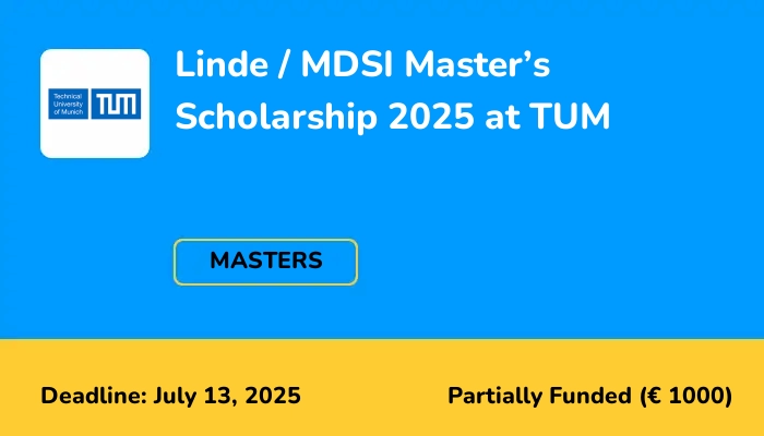 Linde / MDSI Master’s Scholarship 2025 at TUM