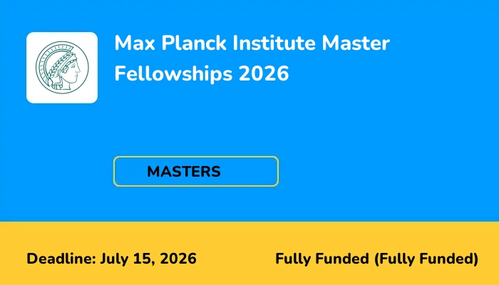 Max Planck Institute Master Fellowships 2026