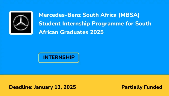 Mercedes-Benz South Africa (MBSA) Student Internship Programme for South African Graduates 2025
