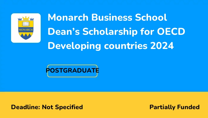 Monarch Business School Dean’s Scholarship for OECD Developing countries 2024