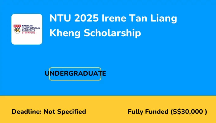 NTU 2025 Irene Tan Liang Kheng Scholarship