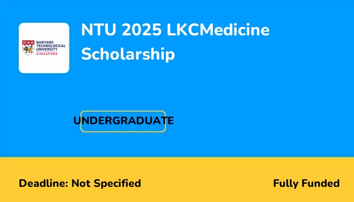 NTU 2025 LKCMedicine Scholarship