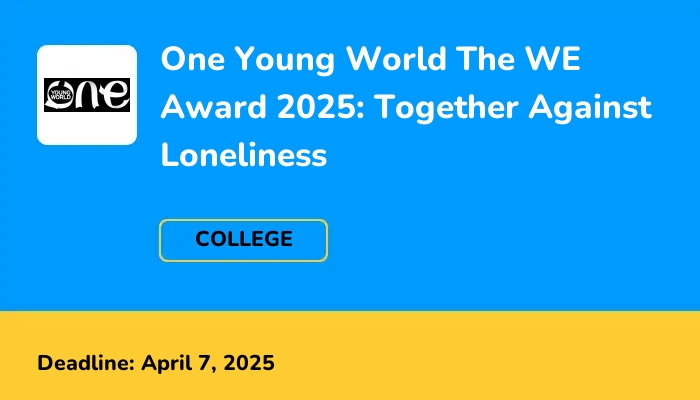 One Young World The WE Award 2025: Together Against Loneliness