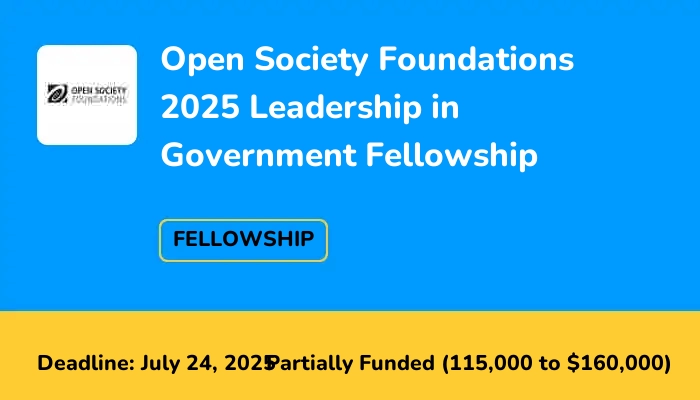 Open Society Foundations 2025 Leadership in Government Fellowship