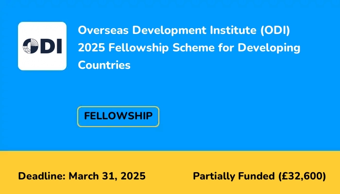 Overseas Development Institute (ODI) 2025 Fellowship Scheme for Developing Countries