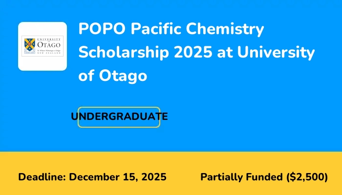 POPO Pacific Chemistry Scholarship 2025 at University of Otago