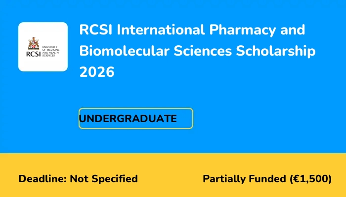 RCSI International Pharmacy and Biomolecular Sciences Scholarship 2026
