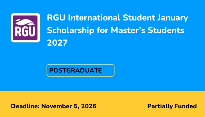 RGU International Student January Scholarship for Master's Students 2027