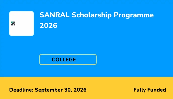 SANRAL Scholarship Programme 2026