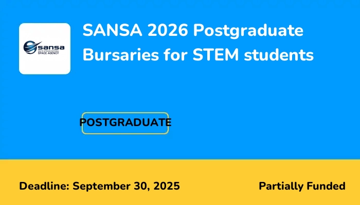 SANSA 2026 Postgraduate Bursaries for STEM students