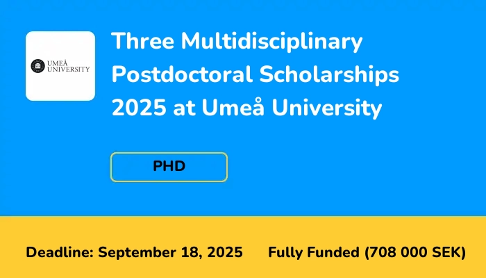 Three Multidisciplinary Postdoctoral Scholarships 2025 at Umeå University