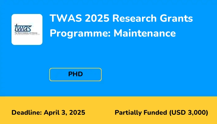 TWAS 2025 Research Grants Programme: Maintenance