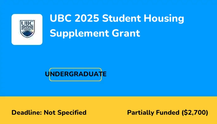 UBC 2025 Student Housing Supplement Grant