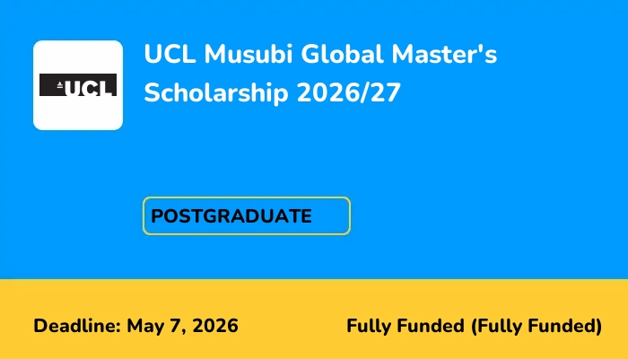 UCL Musubi Global Master's Scholarship 2026/27