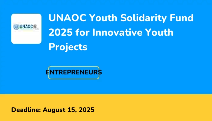 UNAOC Youth Solidarity Fund 2025 for Innovative Youth Projects