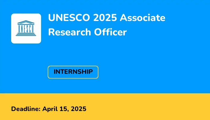 UNESCO 2025 Associate Research Officer