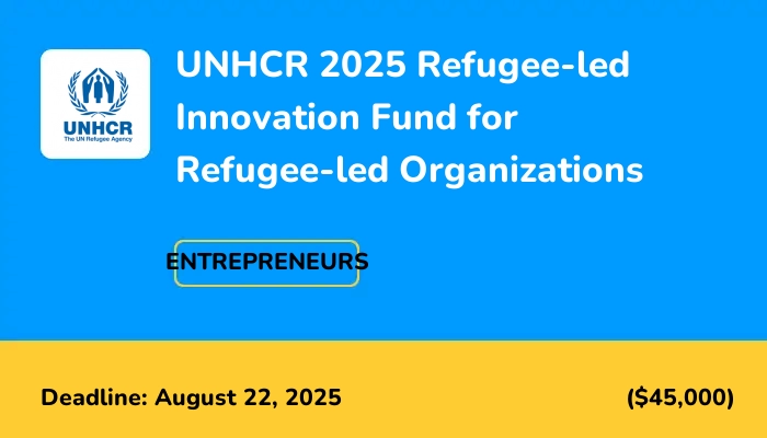 UNHCR 2025 Refugee-led Innovation Fund for Refugee-led Organizations