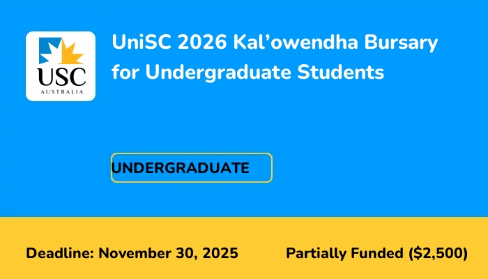 UniSC 2026 Kal’owendha Bursary for Undergraduate Students