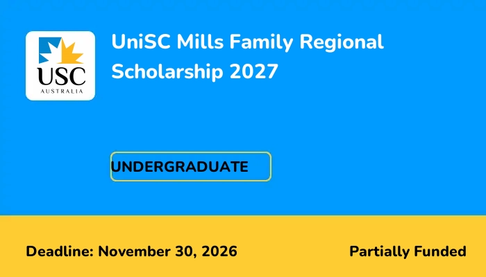 UniSC Mills Family Regional Scholarship 2027