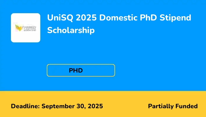 UniSQ 2025 Domestic PhD Stipend Scholarship
