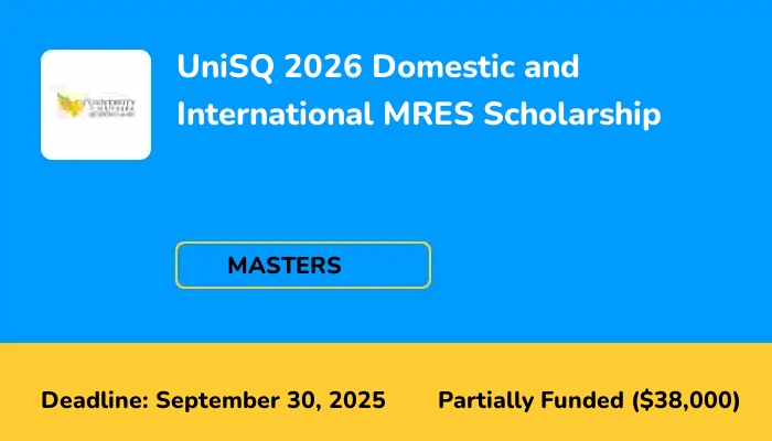 UniSQ 2026 Domestic and International MRES Scholarship