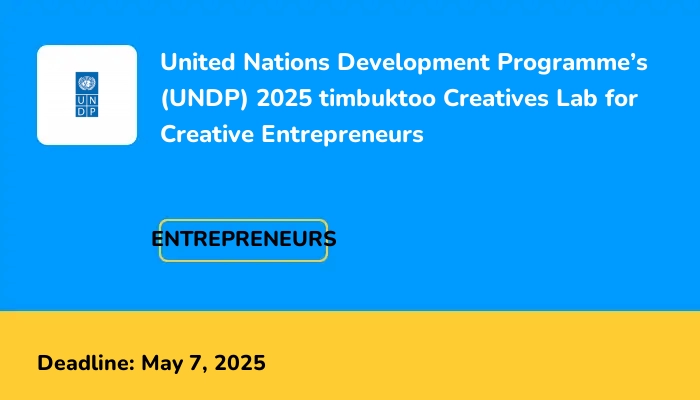 United Nations Development Programme’s (UNDP) 2025 timbuktoo Creatives Lab for Creative Entrepreneurs
