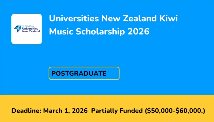 Universities New Zealand Kiwi Music Scholarship 2026