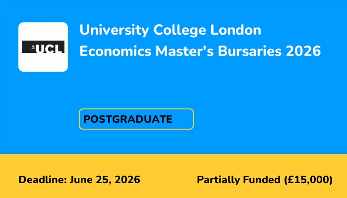 University College London Economics Master's Bursaries 2026