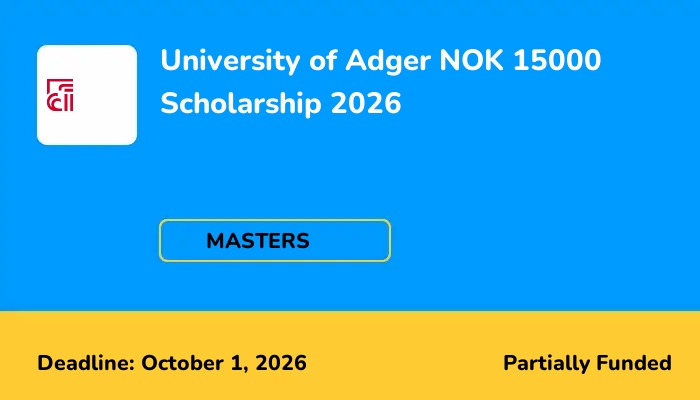 University of Adger NOK 15000 Scholarship 2026