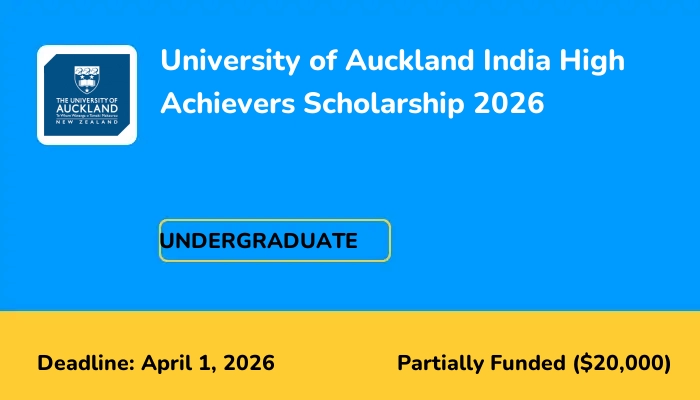 University of Auckland India High Achievers Scholarship 2026