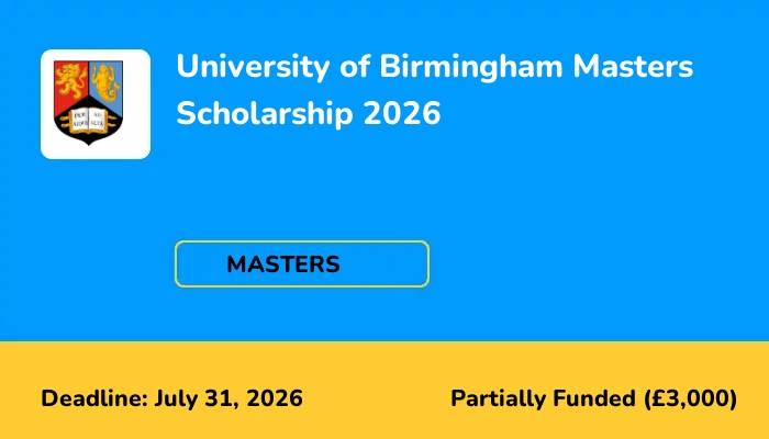 University of Birmingham Masters Scholarship 2026