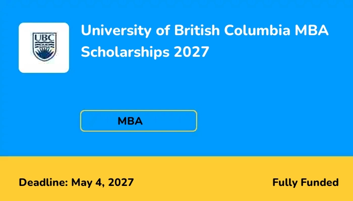 University of British Columbia MBA Scholarships 2027