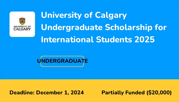University of Calgary Undergraduate Scholarship for International Students 2025