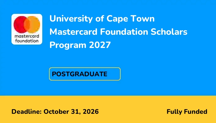 University of Cape Town Mastercard Foundation Scholars Program 2027