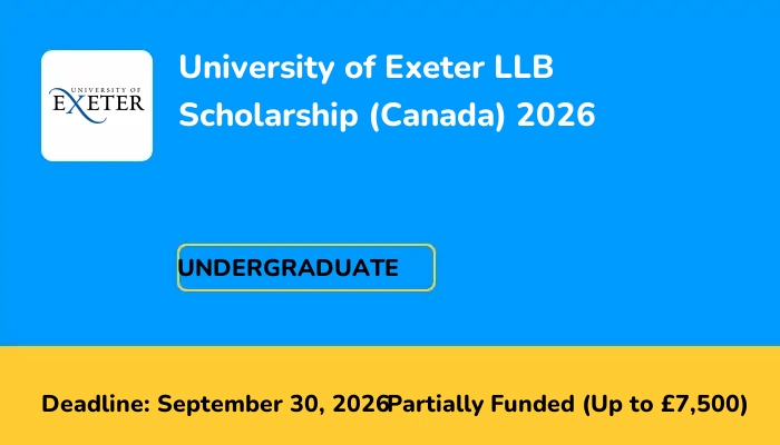 University of Exeter LLB Scholarship (Canada) 2026