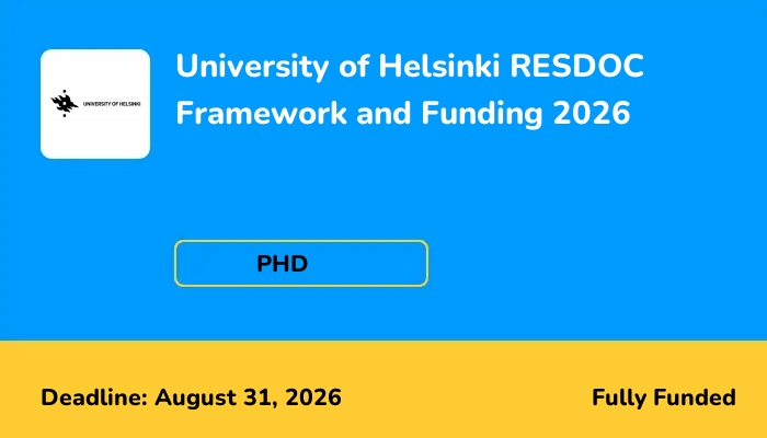 University of Helsinki RESDOC Framework and Funding 2026