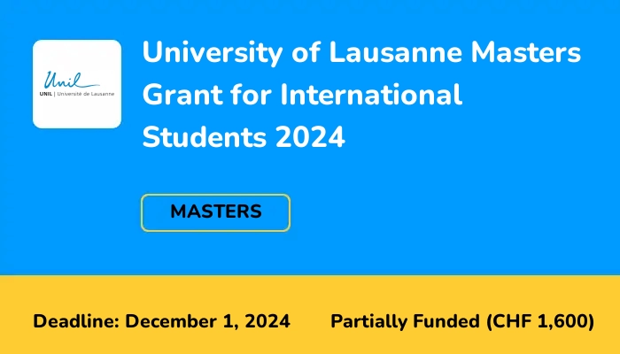 University of Lausanne Masters Grant for International Students 2024