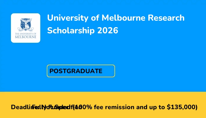 University of Melbourne Research Scholarship 2026