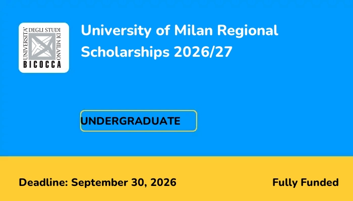 University of Milan Regional Scholarships 2026/27