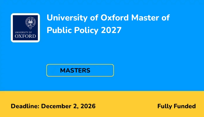 University of Oxford Master of Public Policy 2027