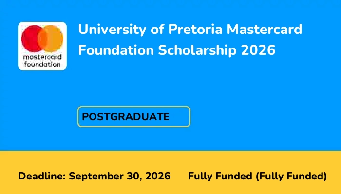 University of Pretoria Mastercard Foundation Scholarship 2026