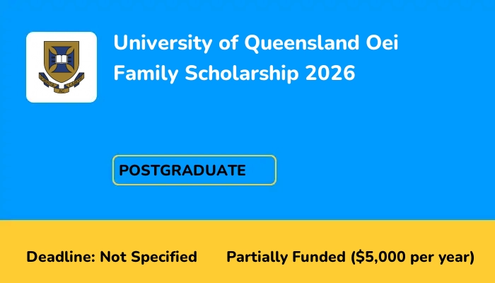 University of Queensland Oei Family Scholarship 2026