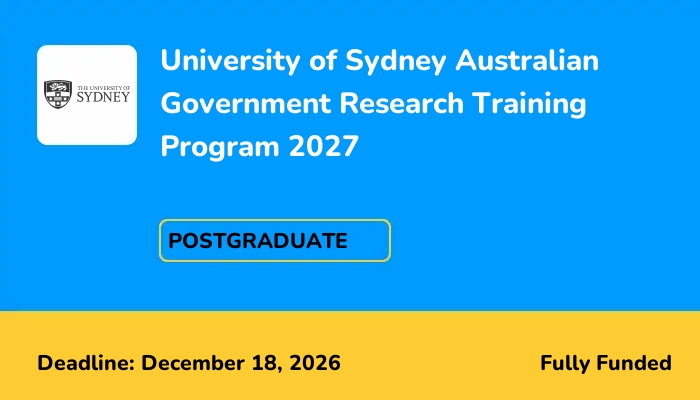 University of Sydney Australian Government Research Training Program 2027