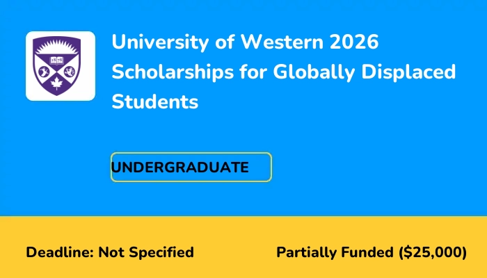 University of Western 2026 Scholarships for Globally Displaced Students
