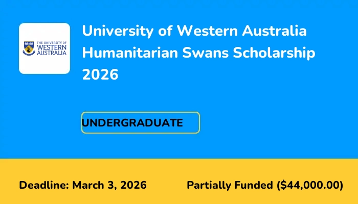 University of Western Australia Humanitarian Swans Scholarship 2026