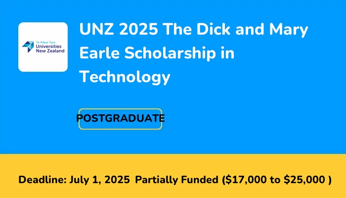 UNZ 2025 The Dick and Mary Earle Scholarship in Technology