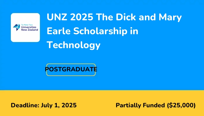 UNZ 2025 The Dick and Mary Earle Scholarship in Technology